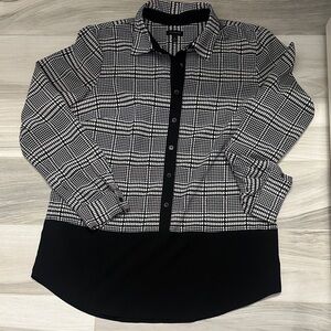 Talbots Black and White Checkered Top Women’s Small EUC like new